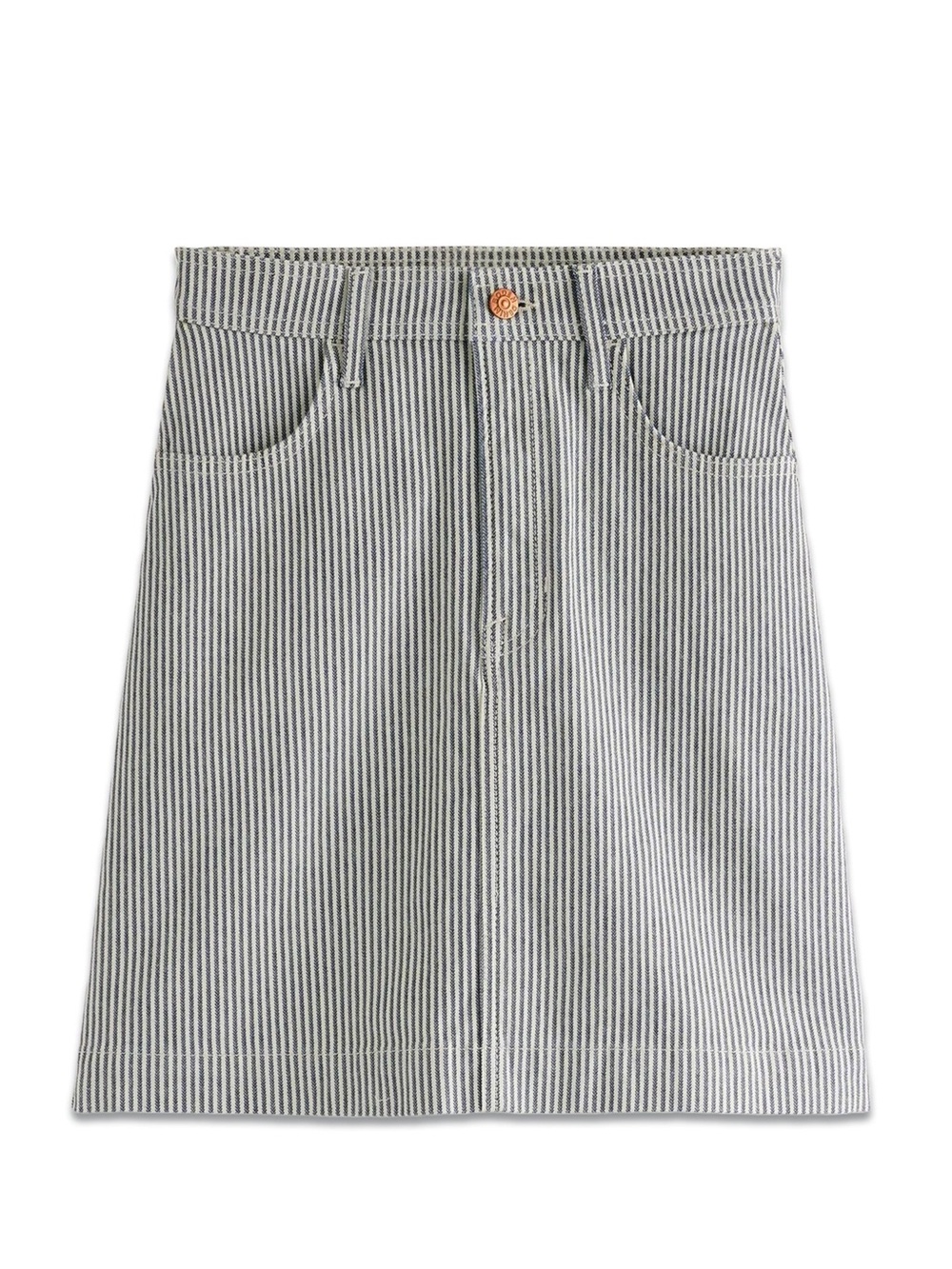 Boden Vertical Stripe Denim Skirt - Black and White US 10